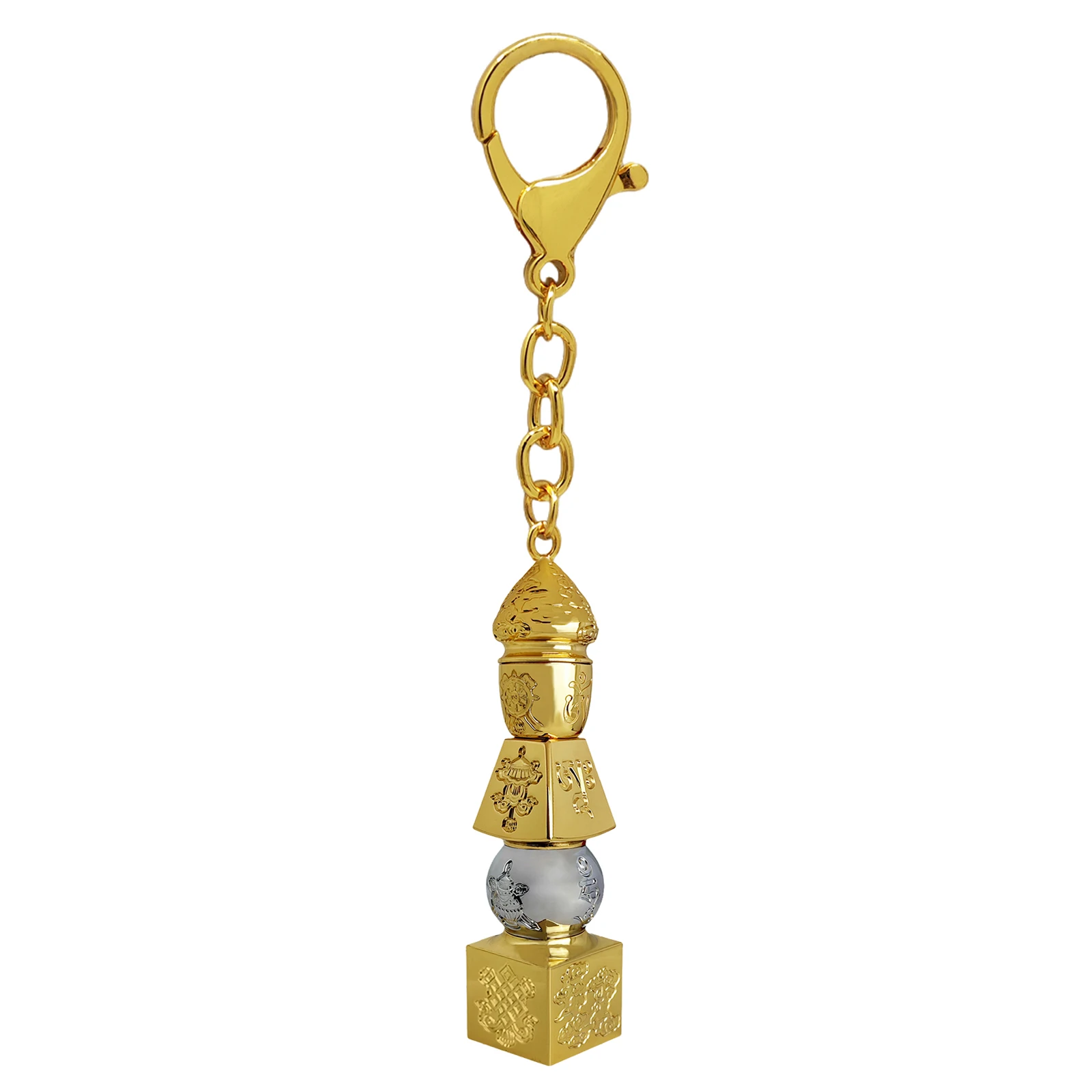 2025 5 Element Pagoda with 8 Auspicious Objects Keychain Bring Good Luck w5659