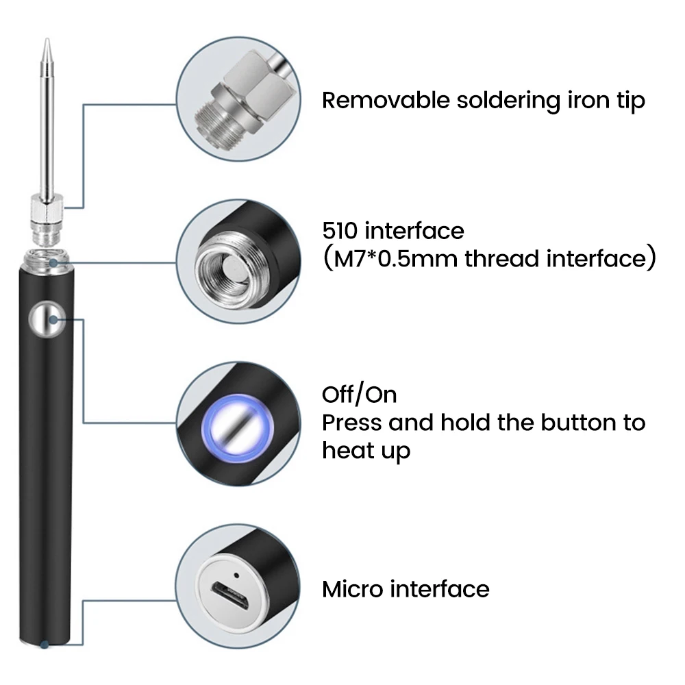 15W Wireless saldatore USB ricaricabile Mini Kit saldatore portatile strumento di riparazione elettronico con punta-B/C/K