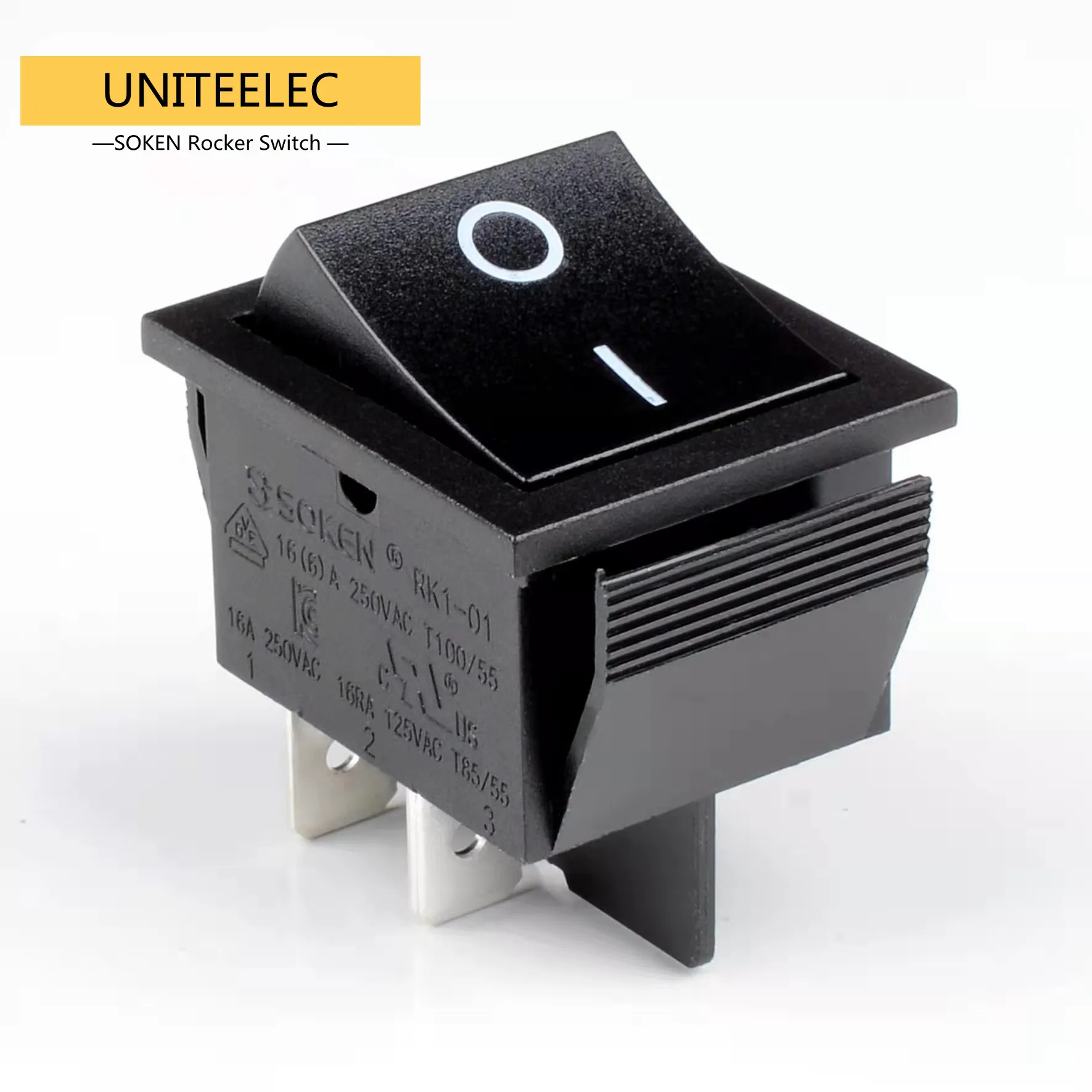 Uniteelec-Soken Black Rocker Switches RK1-01 16A 4Pins ON-OFF  Inverter Welding Machine Coffee Maker Switch