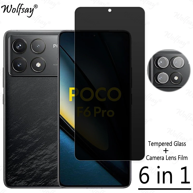 ฟิล์มกระจกนิรภัยป้องกันหน้าจอเพื่อความเป็นส่วนตัวสำหรับ F6 Xiaomi poco Pro กระจกนิรภัยป้องกันการสอดแนมสำหรับ F6 poco M6 X6 Pro Glass สำหรับ poco F6 Pro