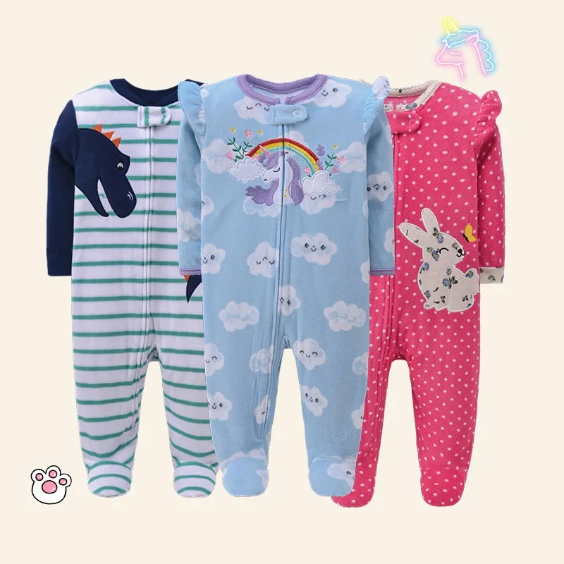 Newborn Infant Baby Boy Girls Romper Spring Autumn Warm Polar Fleece Long-Sleeve Style Jumpsuit Baby Overalls Children Clothes