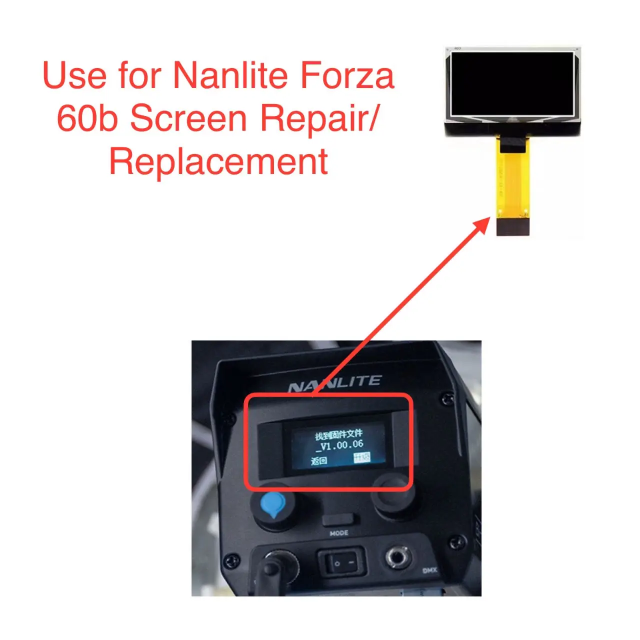 New Original Screen OLED Lcd Display for Nanlite Forza 60b Fs-300B Repair/Replacement