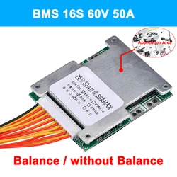 BMS 리튬 배터리 충전기 보호 보드, 전원 배터리 균형 개선, 전기 자전거용 보호 보드, 16S, 60V, 50A