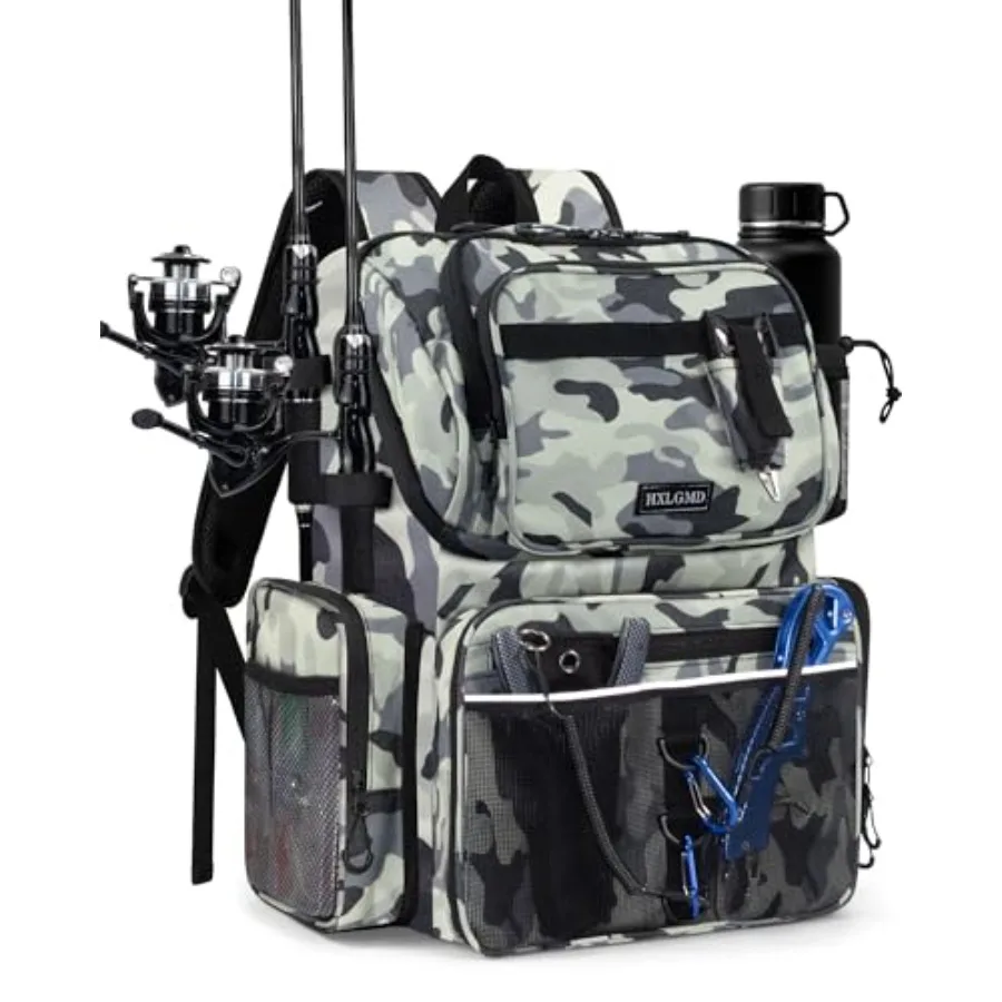 

Fishing Backpack with Rod Holders 43L Large Water Resistant Tackle Bag Storage Gear and Equipment with Cooler for Men Fishing C