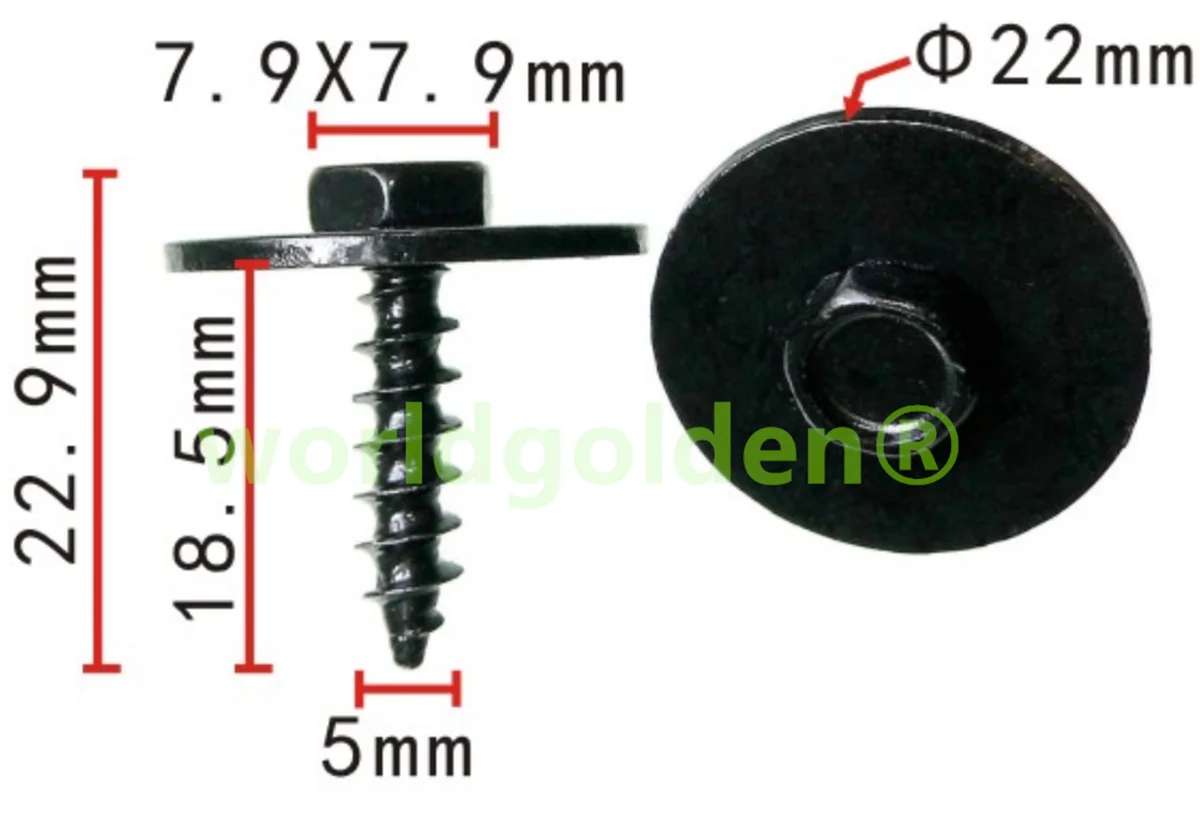 worldgolden 10pcs  For BMW Front Fender Liner C-Clip Hex Bolt Screw Combo Kit 07147311312 07149213164 Car Accessories