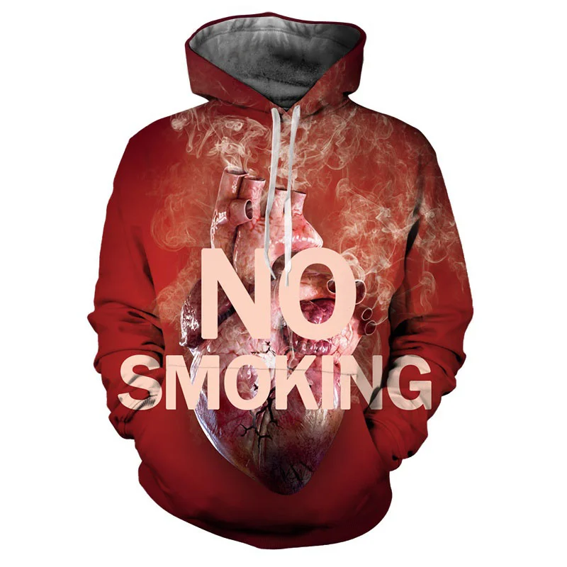 

No Smoking Mens Hoodie World No Tobacco Day Pullovers Long Sleeves Sweatshirt Personality Street Long-sleeved Cool Hoodies