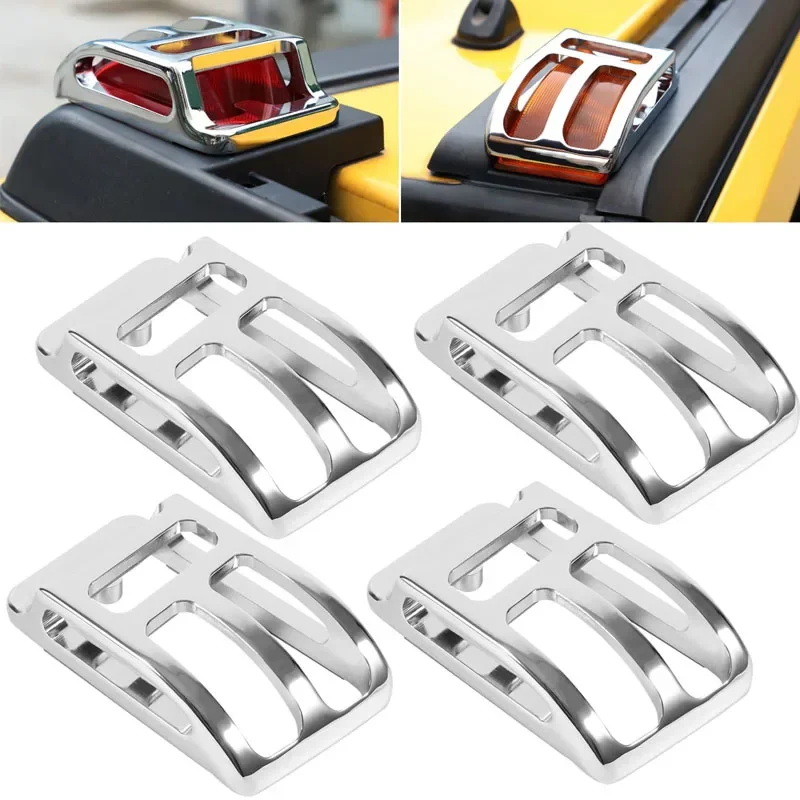 4Pcs Top Corner Marker Light Guards for 2003 - 2009 Hummer H2 Cages Covers Chrome Billet Trim Exterior Accessories Decoration