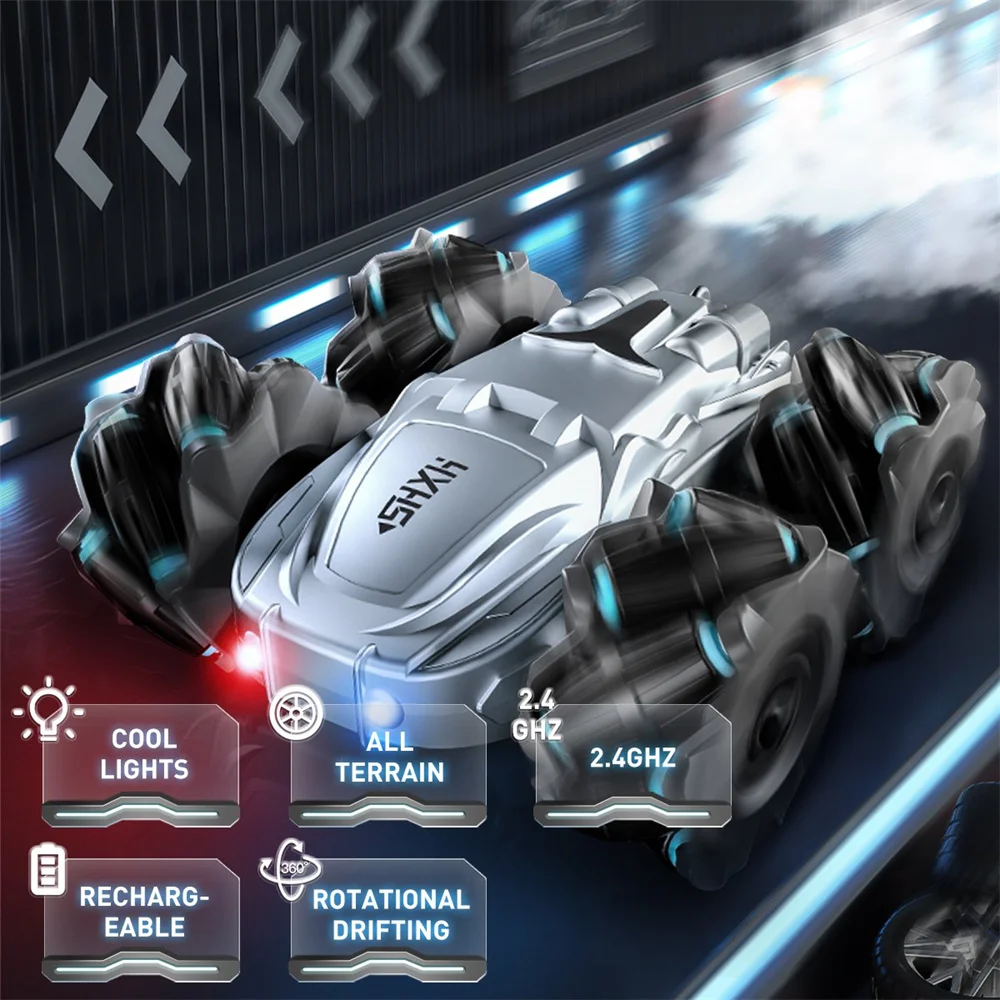 سيارة التحكم عن بعد، مزدوجة الجوانب 360 ° سيارات دوارة 4WD RC، لعبة سباق كهربائية 2.4 جيجا هرتز قابلة لإعادة الشحن، سيارات لعبة للأولاد والبنات #3