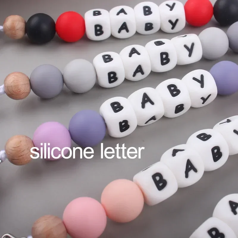 Clips de chupete personalizados para bebé, cuentas de silicona antilostfor Dummy pezón, soporte de nombre, cadena de chupetes, chupete, juguete de dentición, regalo