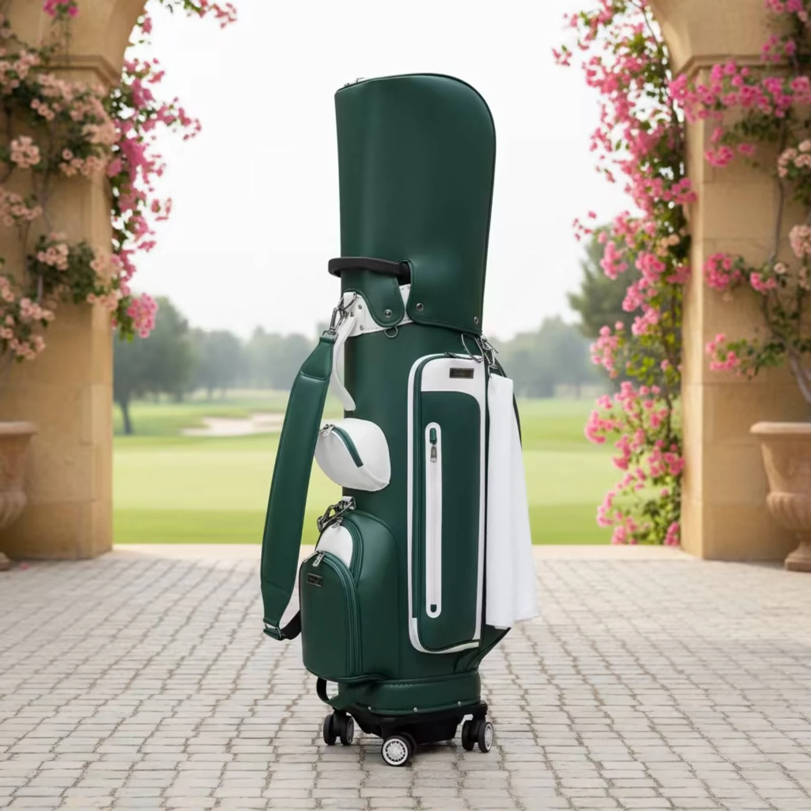 Golf Bag with Retractable Handle Waterproof Golf Cart Bag with Wheels Portable Heavy-Duty for Golfers
