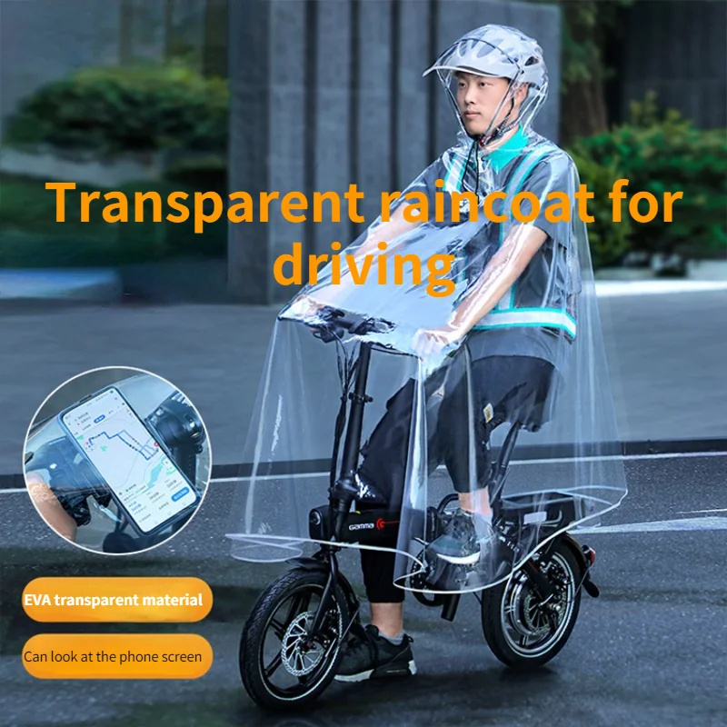 Raincoat Transparent long raincoat single raincoat rain poncho for electric vehicle battery car reflective poncho