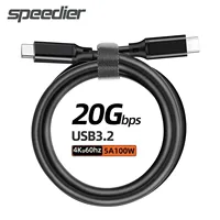 1m 2m 3m USB 3.2 Gen 2 Type C to C Cable 20Gbps USB C Data Sync Cable 4K@60Hz 5A 100W Dual Type-C PD Fast Charging Charger Cable