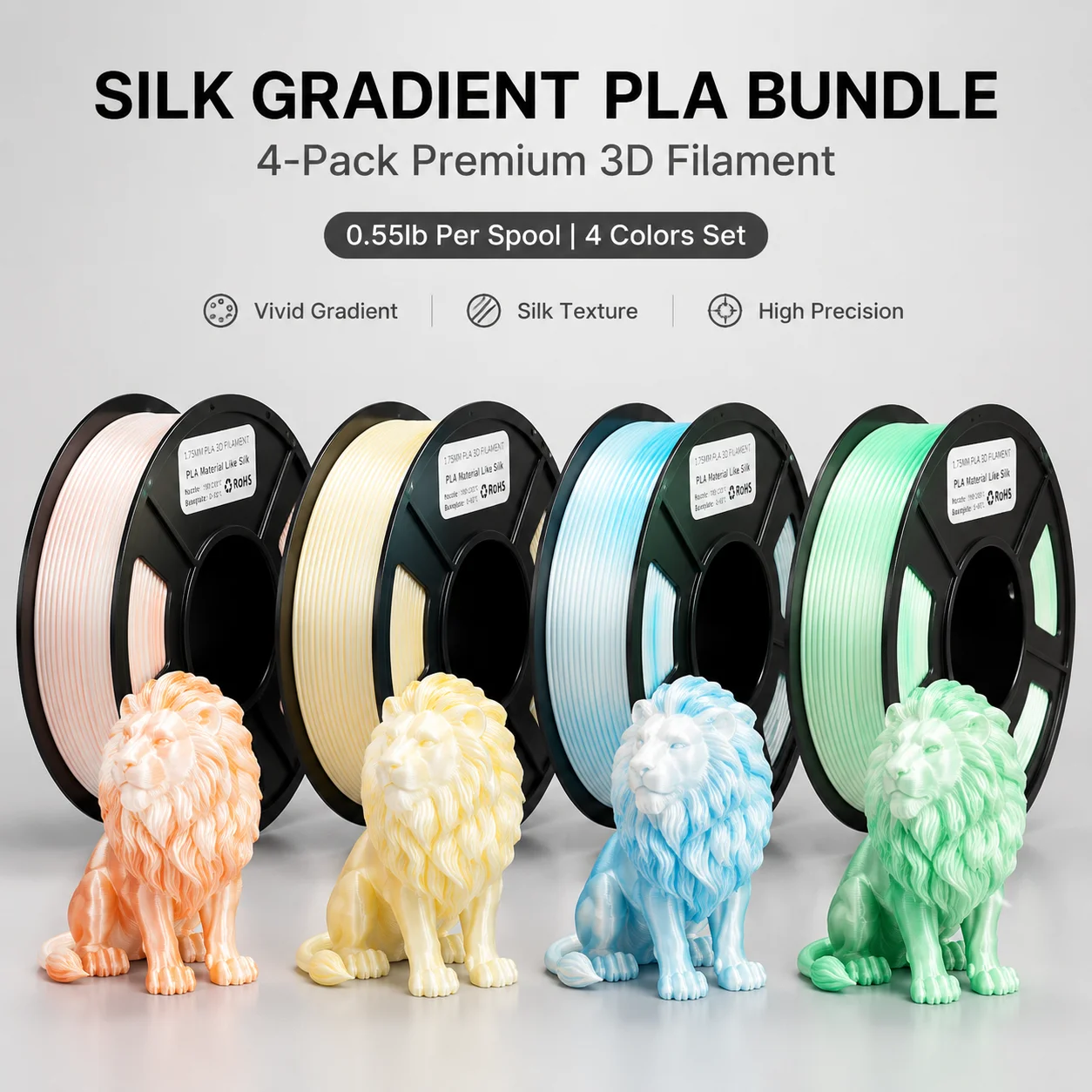 Pla Filament 1.75Mm - 광택이 나는 실크 그라데이션 PLA 필라멘트