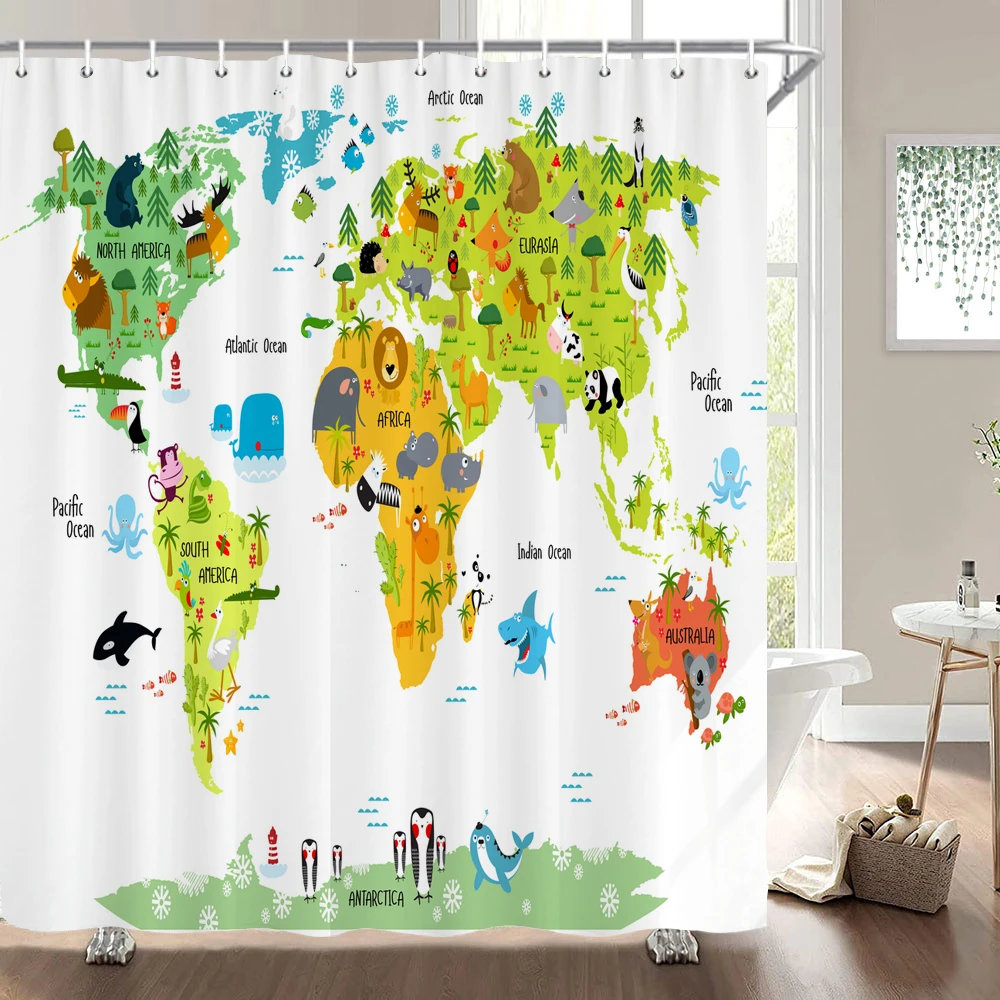 

Cute Cat Dog Shower Curtains Cartoon Animals Printed Shower Curtain Waterproof Polyester for Bathroom Home Decor Bath Curtain