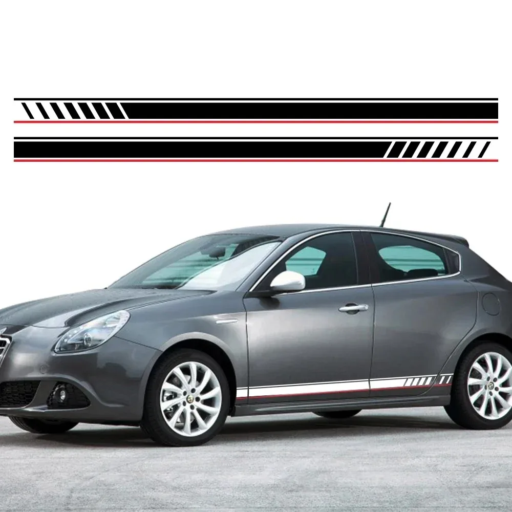 

For Alfa Romeo Giulietta 2PCS Car Side Skirt Stickers Sport Stripes Stylish Vinyl Film Decor Decals Auto SUV Tuning Accessories