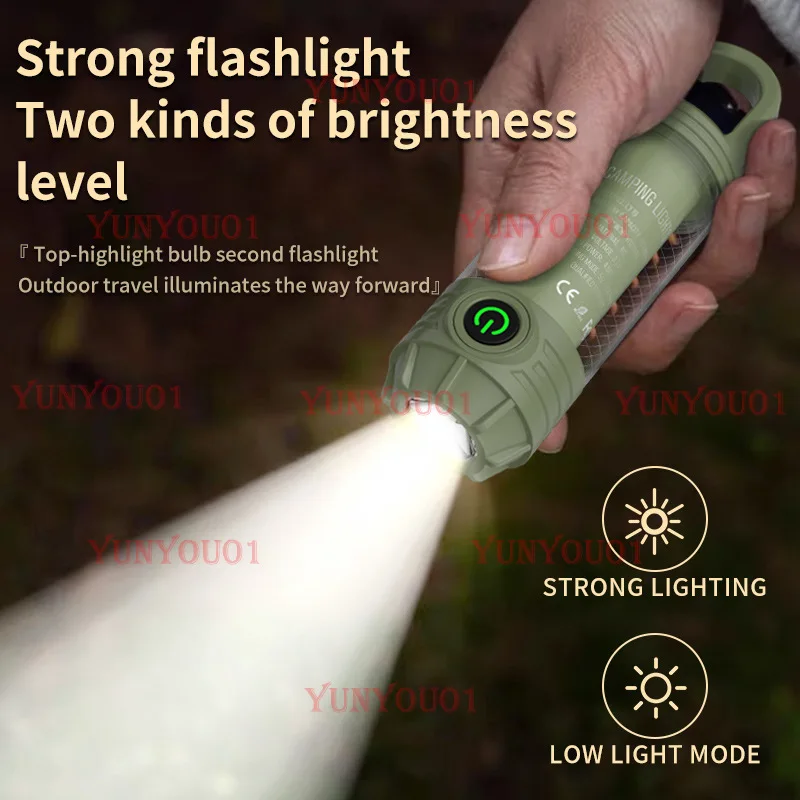 Cross-border New Outdoor Camping Light Multi-light Source Portable Keychain Hook Mini Small Flashlight Ambient Camping