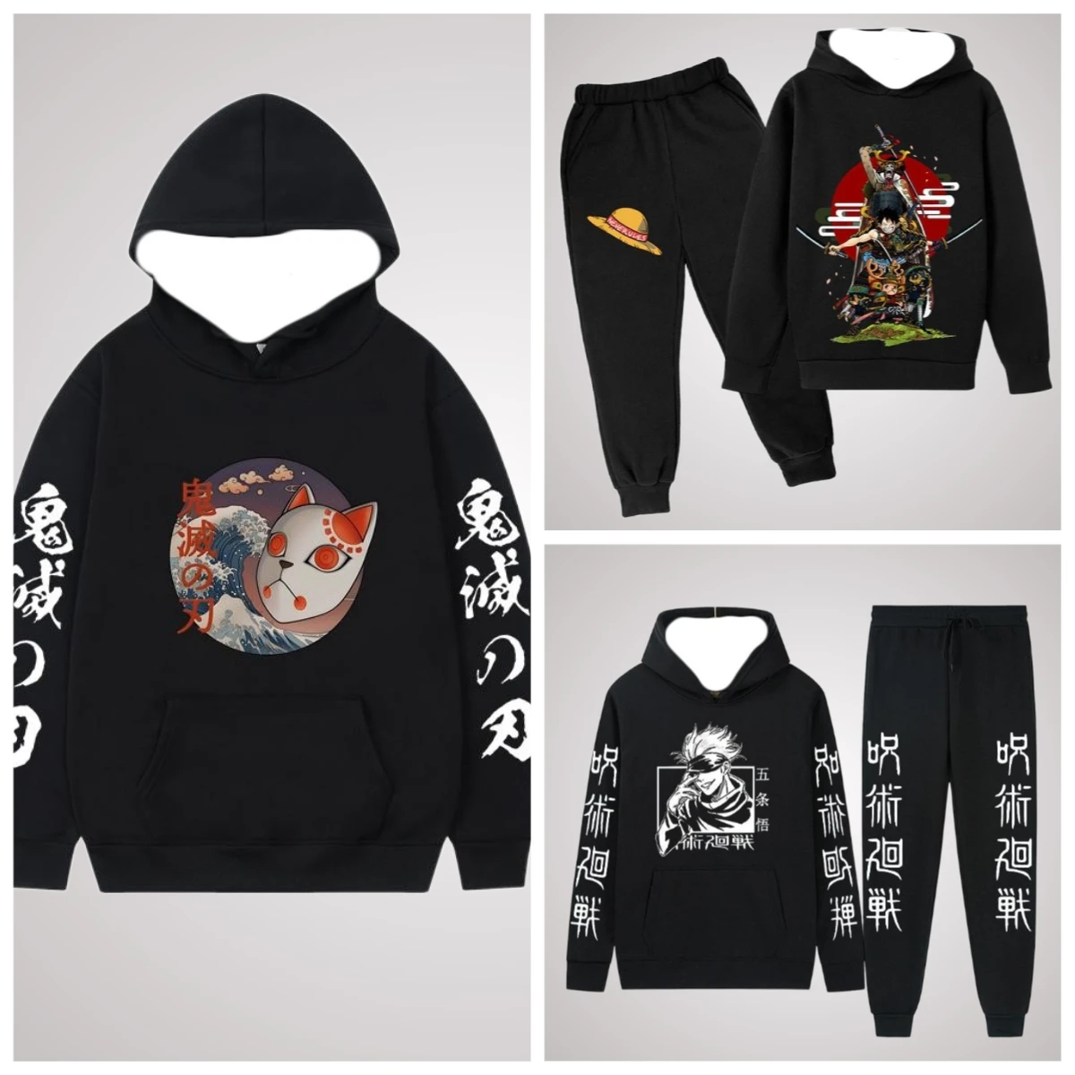 

Периферийные устройства в стиле аниме One Piece Ghost Slayer One Piece Dragon Ball с 3D принтом осенне-зимний уличный комплект с капюшоном для взрослых, спортивные штаны