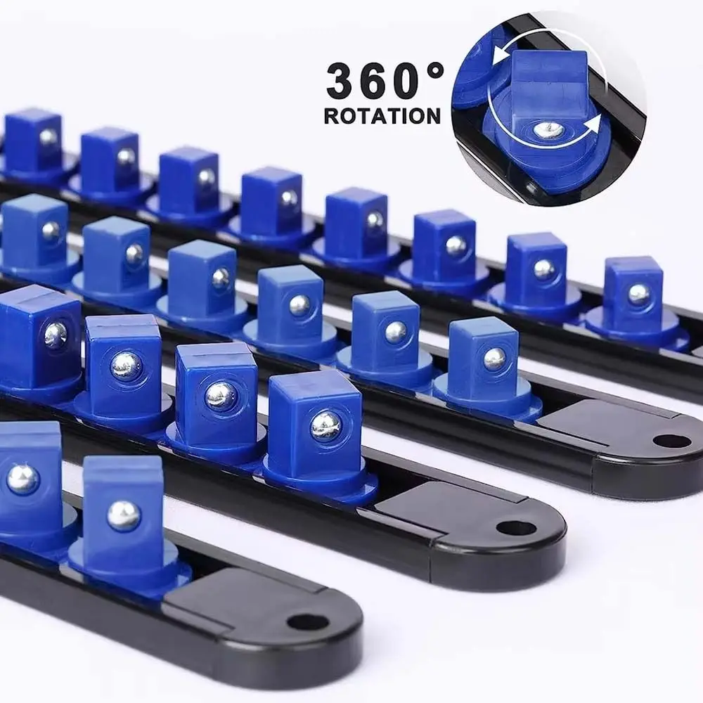 

360° Swivel ABS Socket Organizer 1/4Inch 3/8Inch 1/2Inch Wear-resistant Socket Rack Large Capacity High Quality