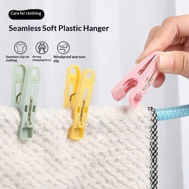[L] 16/20Pcs Colorful Plastic Laundry Clips Windproof Clothes Pegs Photo Paper Fastening Clamp For Household Outdoor Drying Use
