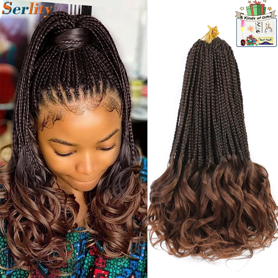 French Curl Crochet Braids 14 Inch Kid-Friendly Goddess Box Braids with Bouncy Curly Ends French Curls Braiding Hair for Women