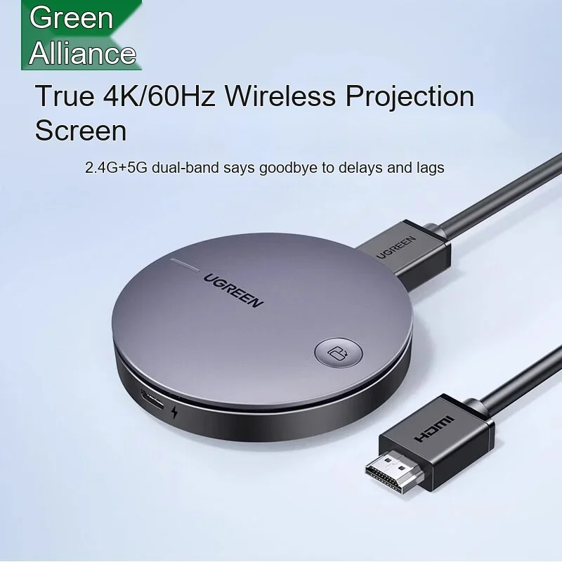 UGREEN CM617 Wireless HDMI Display Adapter 4K 60Hz 2.4G 5G Screen Mirroring Transmitter for Phone Laptop TV Projector.
