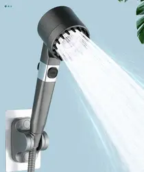 Cabezal de ducha cuadrado de alta presión, rociador ajustable de 3 modos con filtro de cepillo de masaje, grifo de ducha de lluvia, accesorios de baño