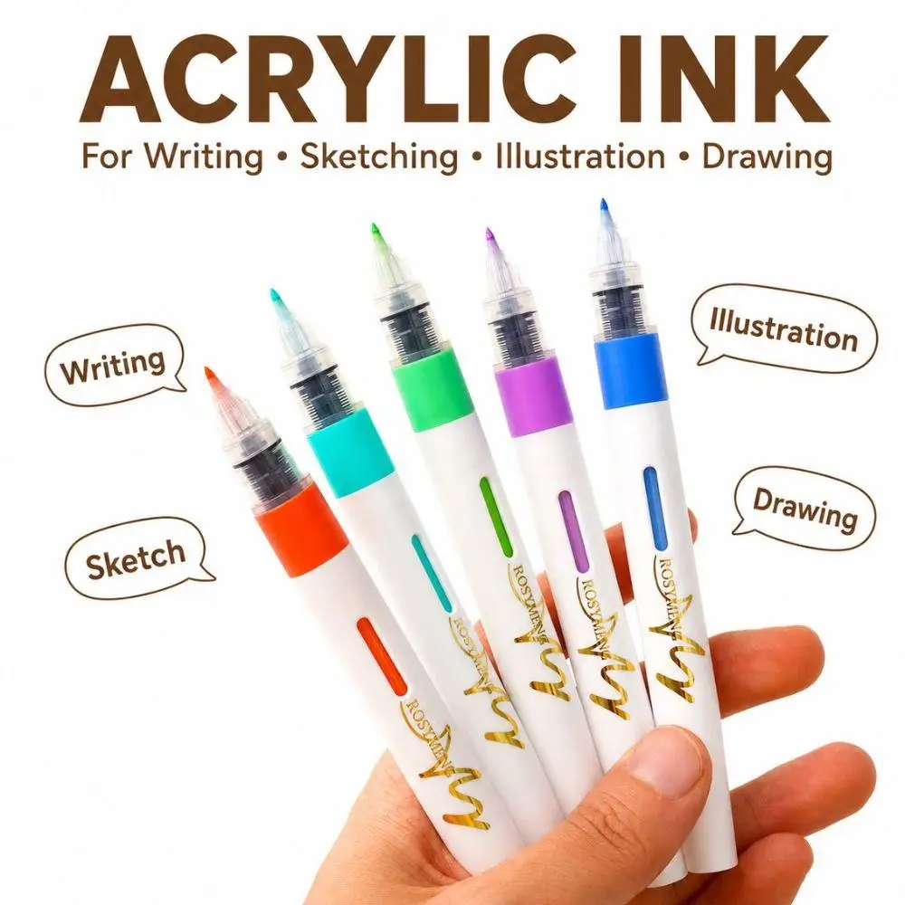 48 60Pcs Soft Tip Watercolor Markers 6 Colors Fineliner Drawing Pens Liquid Art Markers For Drawing