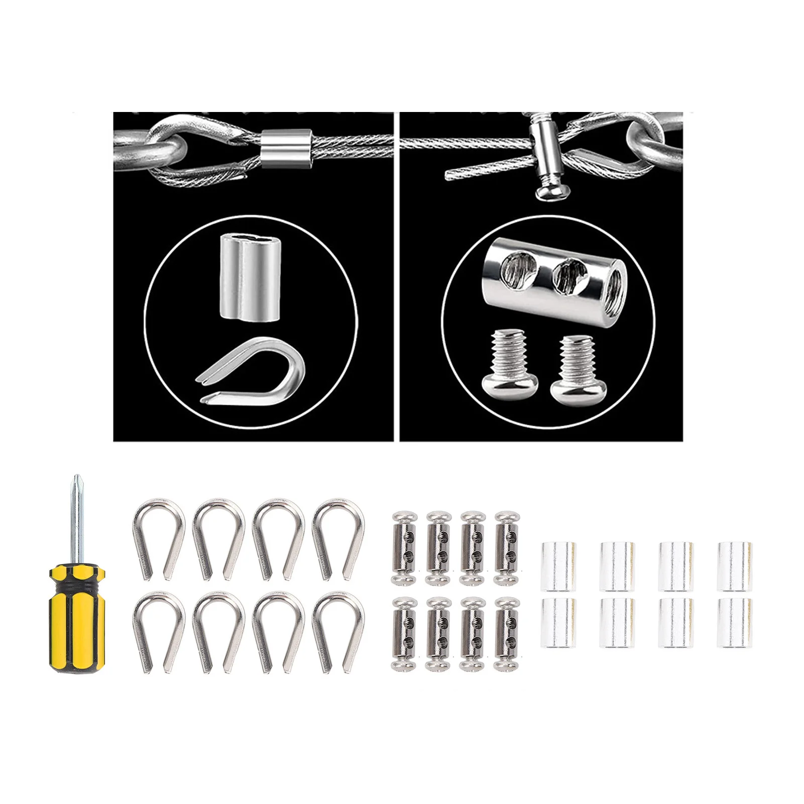 Wire Rope Cable Kit Wire Rope Kit 66ft Length 3mm Diameter 304 Stainless Steel Wire Turnbuckle Lock Kit for Garden