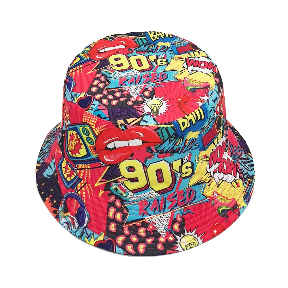 Back To The 90'S Retro Hiphop Panama for Women Men Summer Sun Production Fisherman Hats Unisex Sunscreen Reversible Bucket Hat