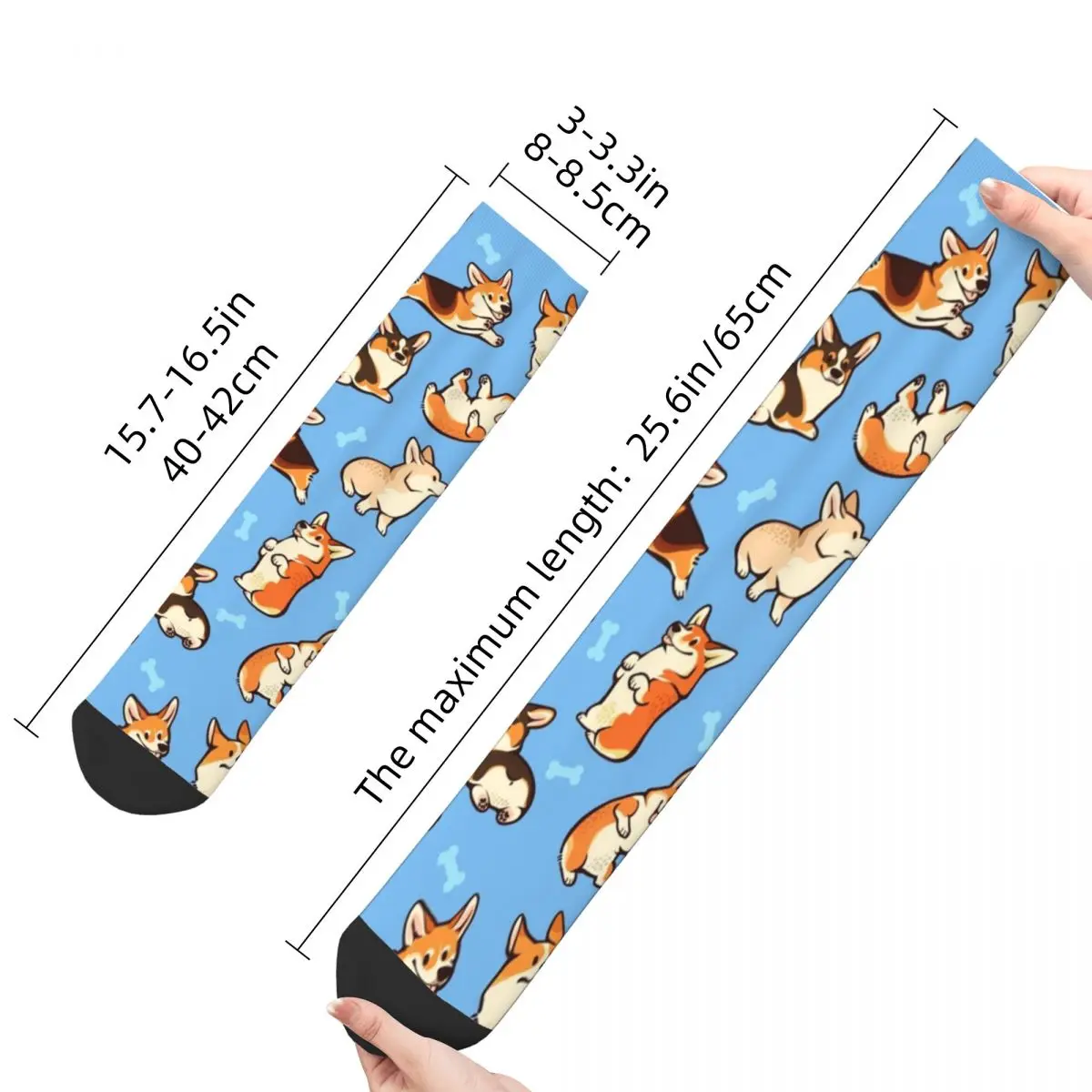 Jolly Corgis-Calcetines de baloncesto antideslizantes para hombre y mujer, calcetín Unisex informal, color azul, amantes de los perros, Otoño e Invierno