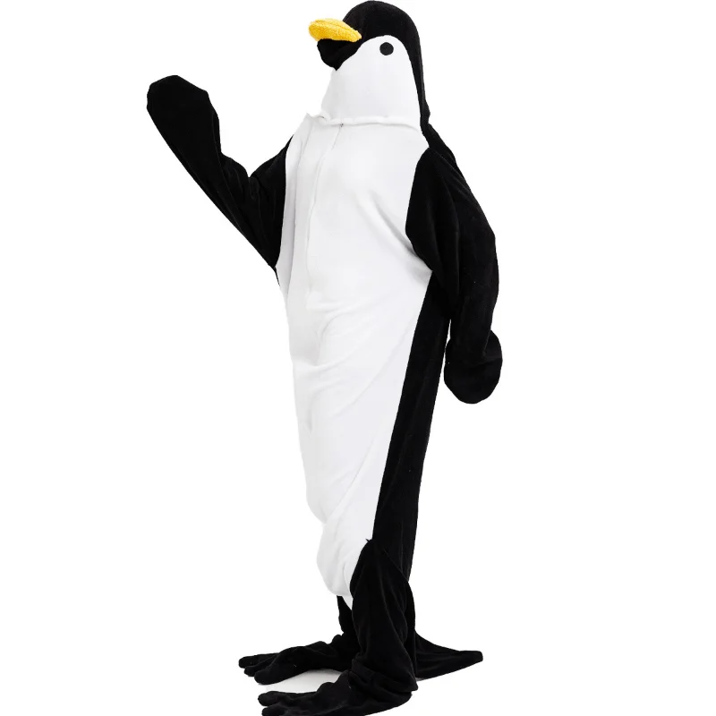 New Penguin Plush One-piece Pajamas Flannel Cartoon One-piece Pajamas Halloween Animal Performance Home Clothes