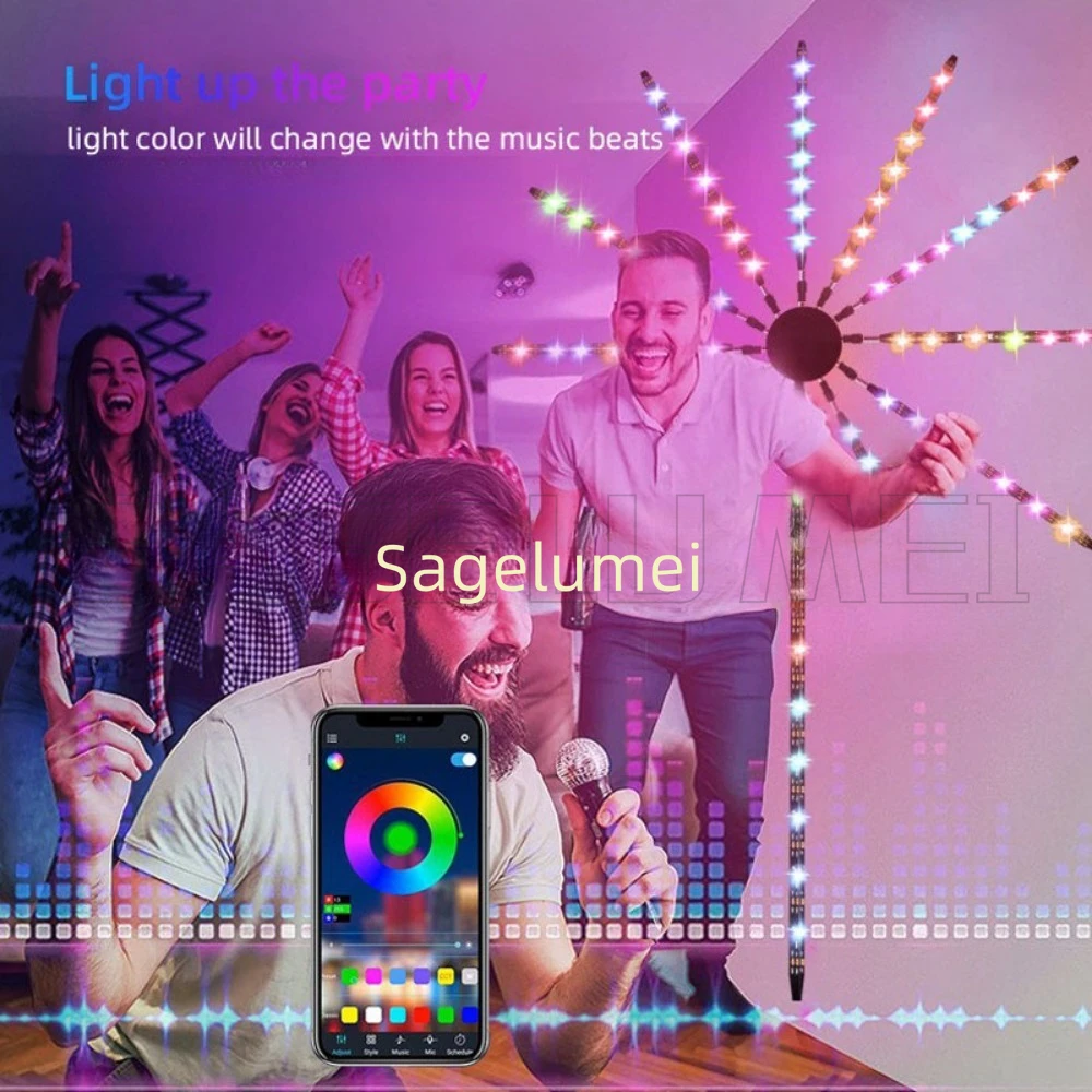 DIY Firework Smart LED Light Strip Remote Bluetooth Festoon Lamp For Christmas Bedroom Party Wedding Decor Holiday Fairy Lights