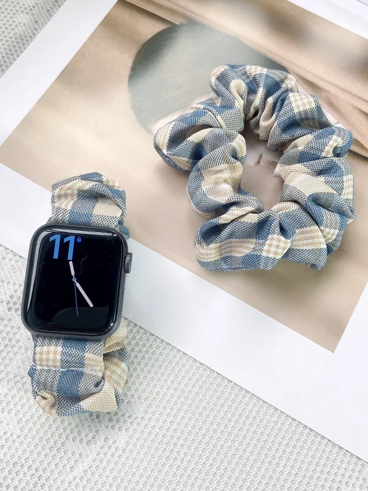 Elastic Scrunchie Strap for Apple Watch Band 45mm 41mm 40mm 42mm 44mm nylon Bracelet iwatch series 9 8 7 6 5 4 3 SE ultra 2 49mm