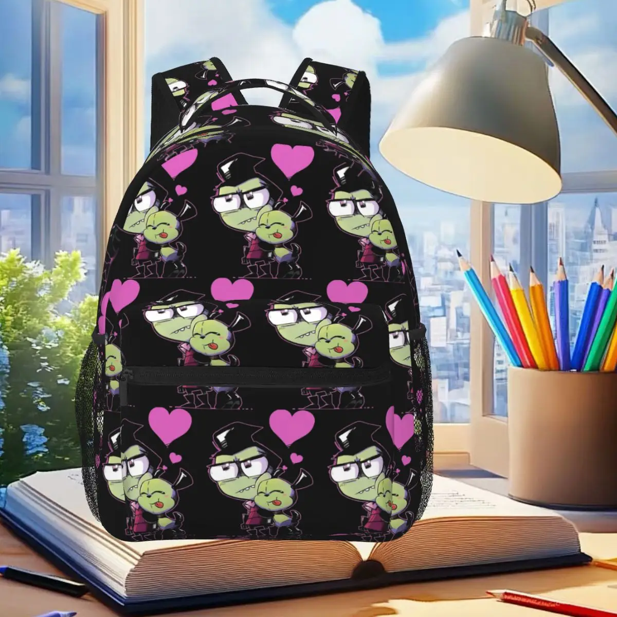 Art Invader Zim Graphic Backpack Student Boys Girls BookBag Children School Bag Computer Shoulder Bags for Men Women