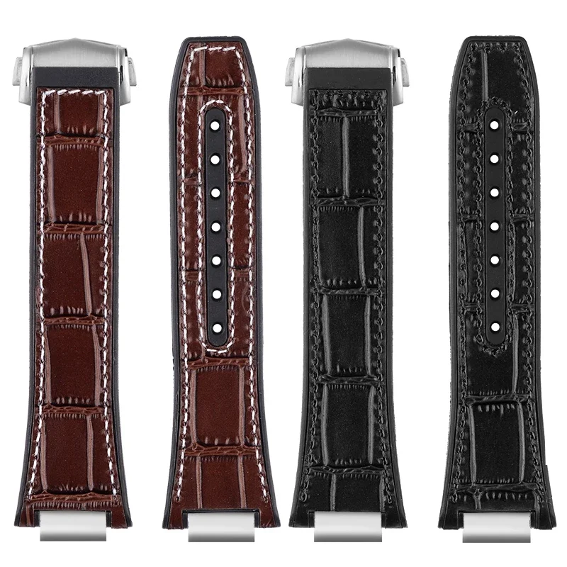 

For IWC Engineer Genuine Leather Watch Band IW328901 IW328902 IW328903 Men Cowhide Rubber Bottom Watch Strap Steel connectors