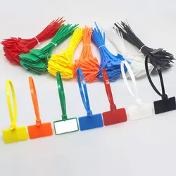 100Pcs Colorful Nylon Cable Ties Plastic Label Strapping Tape Easy Mark Tag Labels Self-locking Zip Ties Mesh Wire Marker Tools