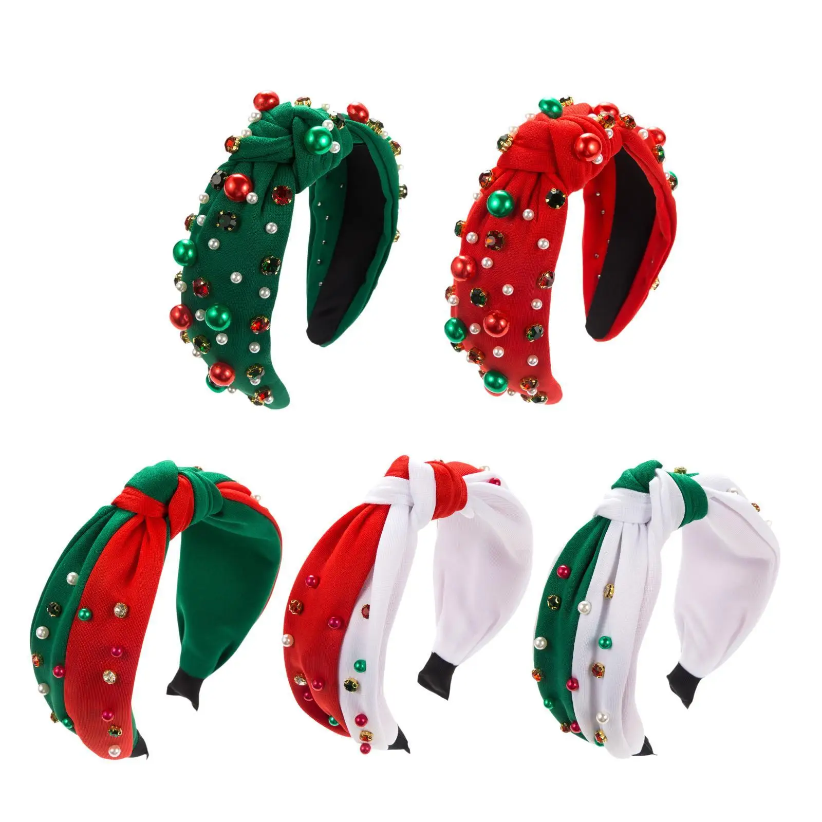 Gorros de Navidad elegantes, rojo, verde, festivo, trajes anchos, foto, vacaciones, diadema navideña para mujeres, adultos y niñas