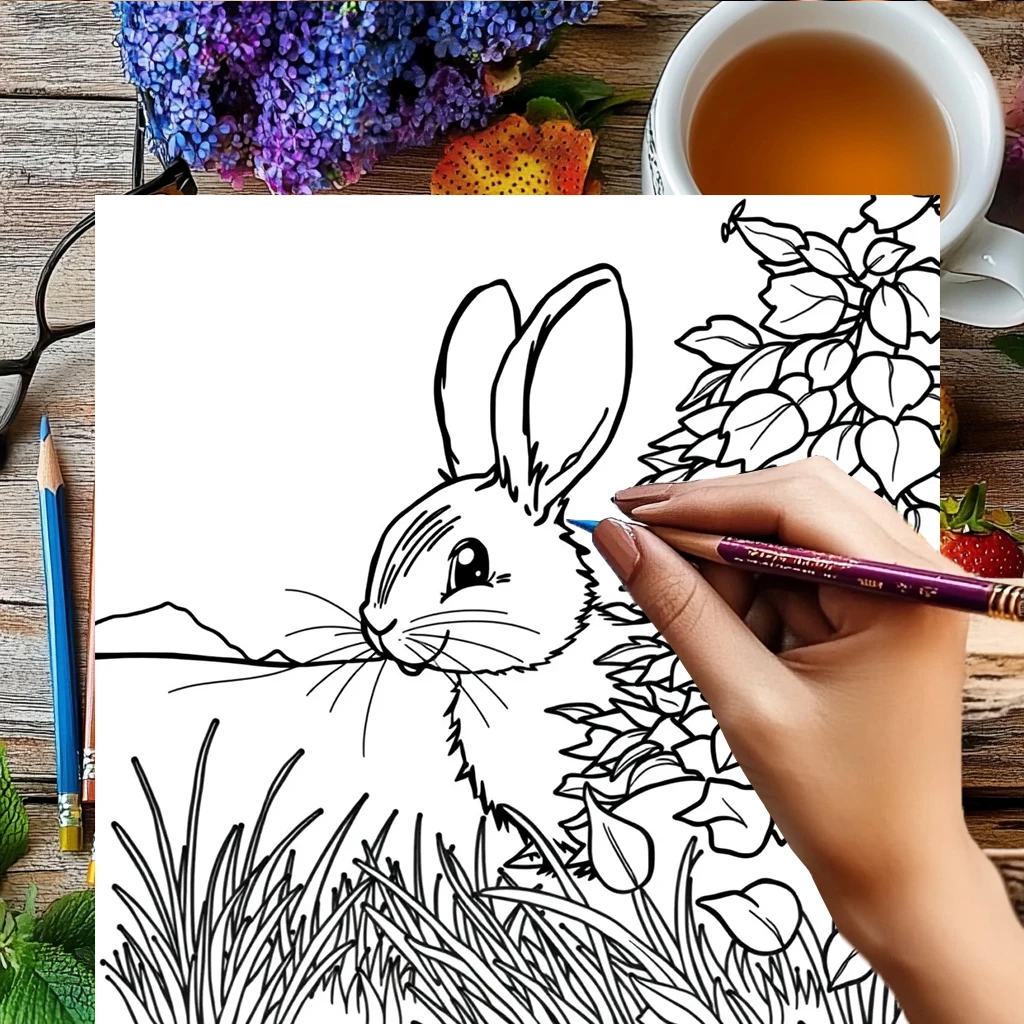 大人向けイースターバニー塗り絵 |   28ページの塗り絵、クリスマスや感謝祭のための画材