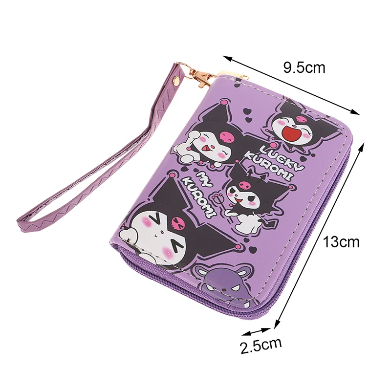 1Pc Sanrio Kuromi Portemonnee Cartoon Anime Schattige Afdrukken Verandering Opslag Draagbare Kleine Portemonnee Cadeau