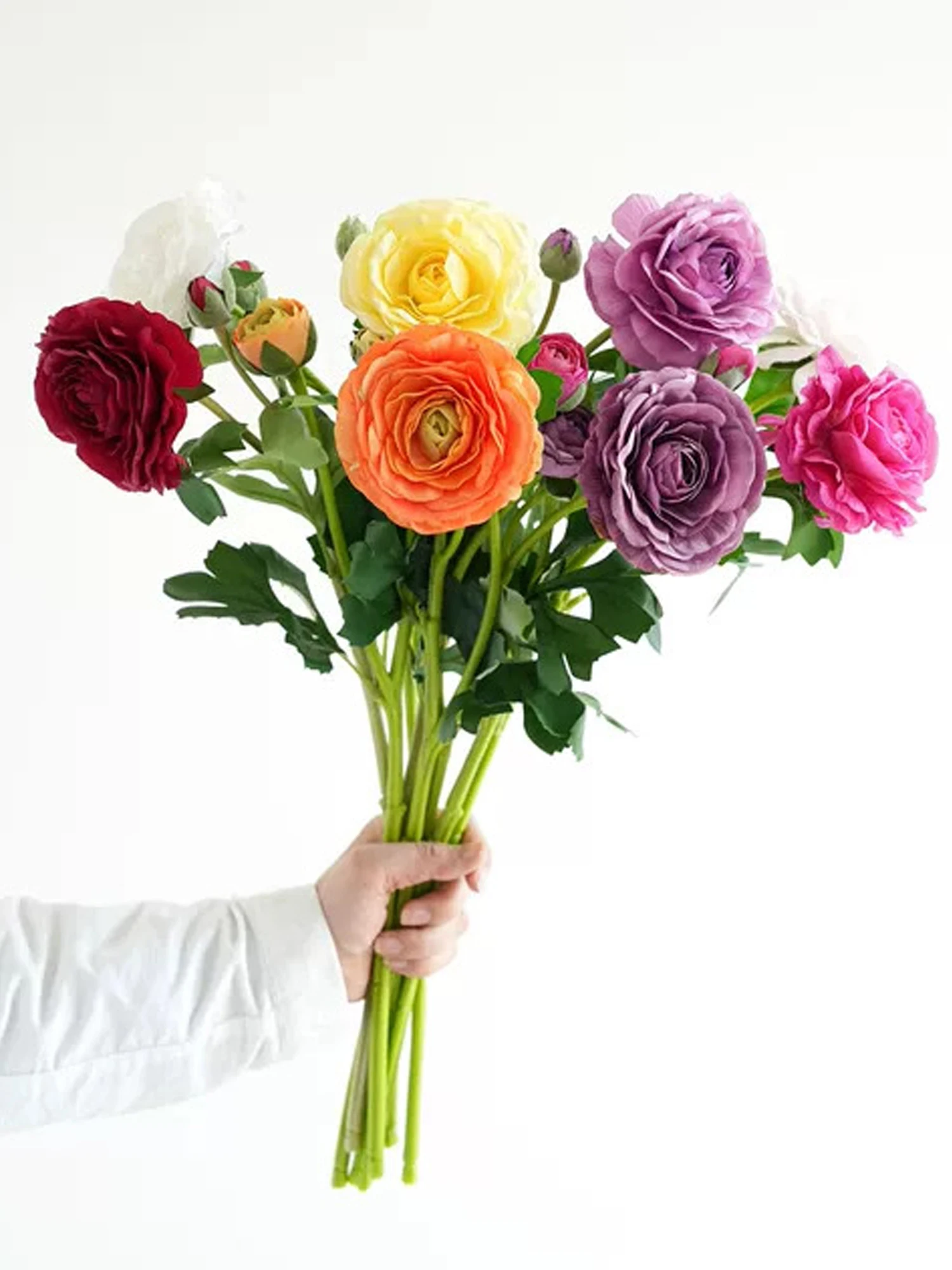 Artificial Ranunculus Flowers 3 Stems Faux Persian Buttercup Real Touch Flower Wedding Bouquet Vase Arrangement Home Decor