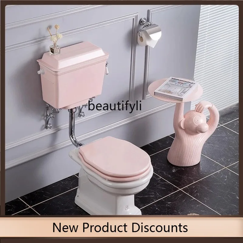 

A44 Vintage Toilet Aluminum Alloy Water Tank Split Toilet Silent Solid Wood Lid Light Luxury