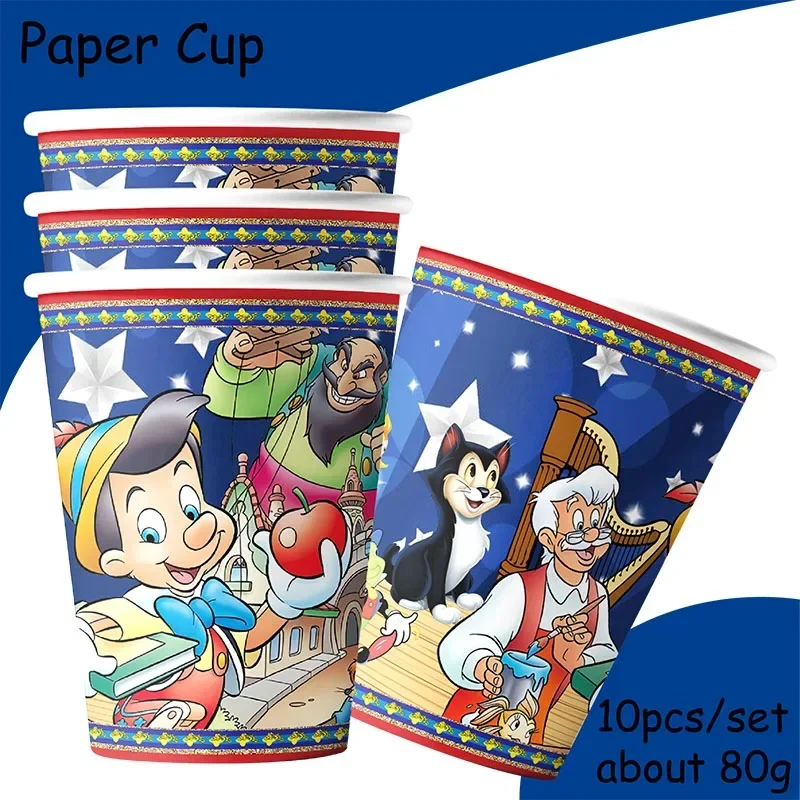 The Adventures of Pinocchio Cartoon Party Supplies Disposable Tableware Paper Plates Kids Birthday Party Decor Baby Shower Gifts