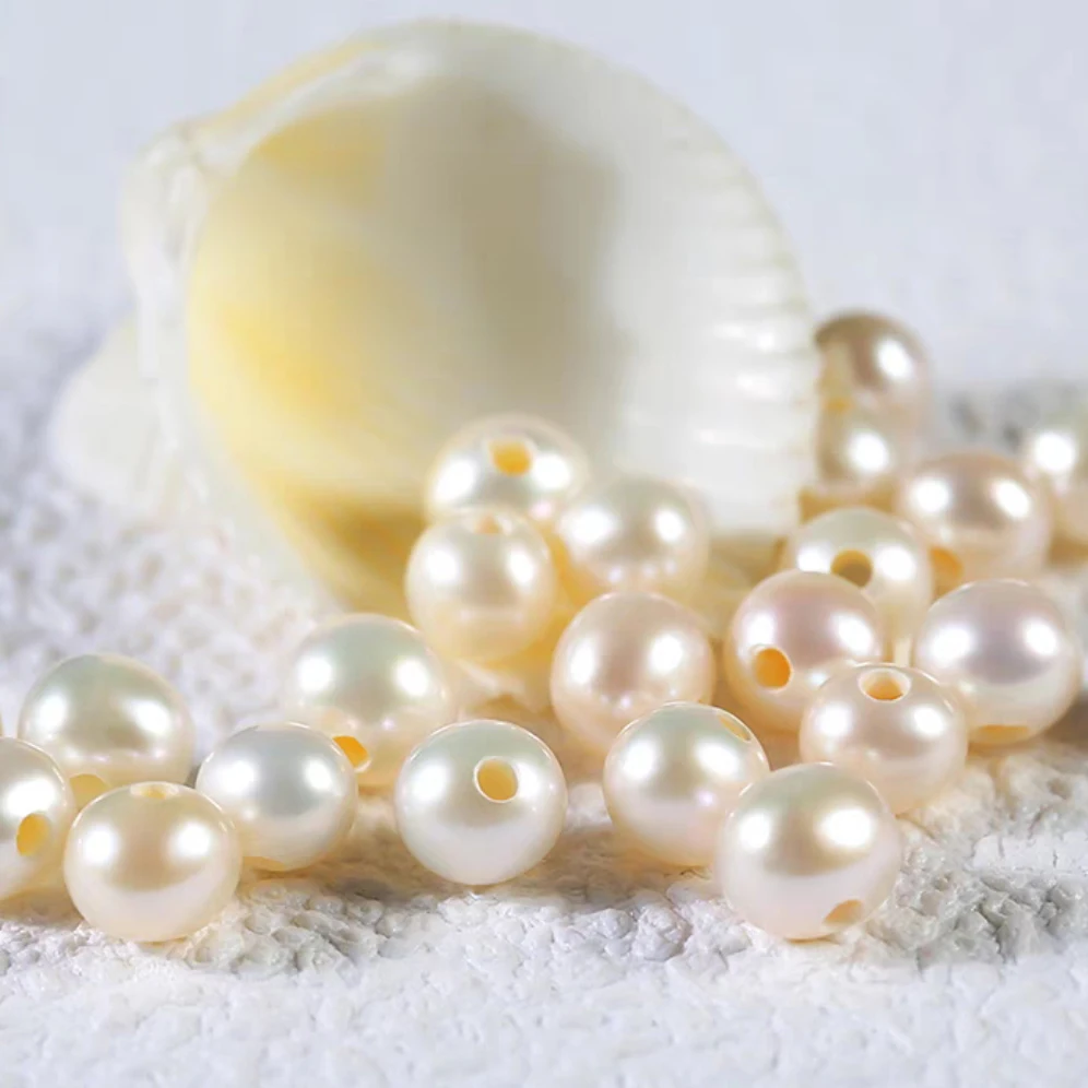 5pcs Charming 7-8mm 8-9mm South Sea White Pearl Loose Real Pearl Half Drilled Can Be Made Pendant Ring Earrings Free Shipping