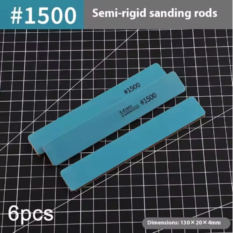 6 Stück MS-E400-1500 Halbstarre Schleifstäbe, Kunststoff-Modellpolierstäbe für DIY-Modellbau-Werkzeuge – Detail 6