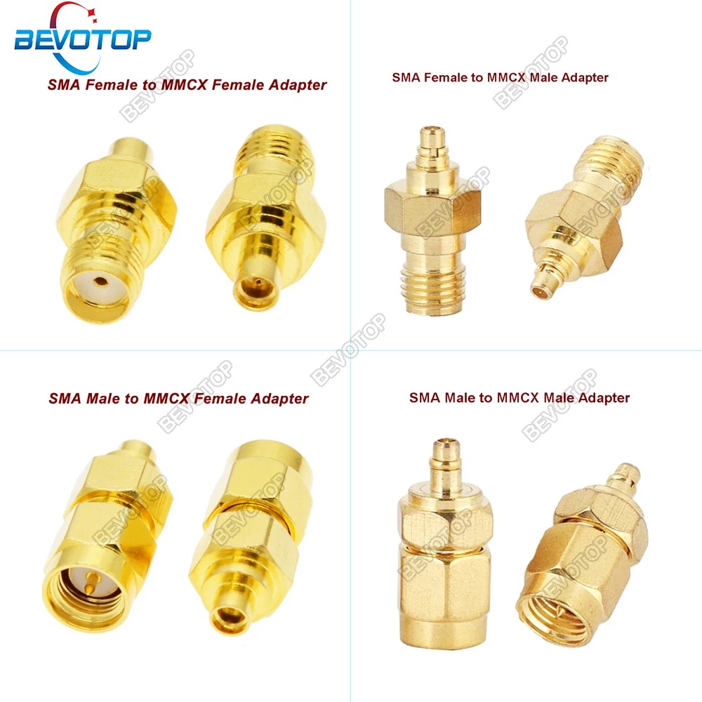 

100pcs/lot 4 Types SMA To MMCX Coax Connector SMA Male/ Female To MMCX Female Jack RF Coaxial Adapter Gold Plated 50 ohm