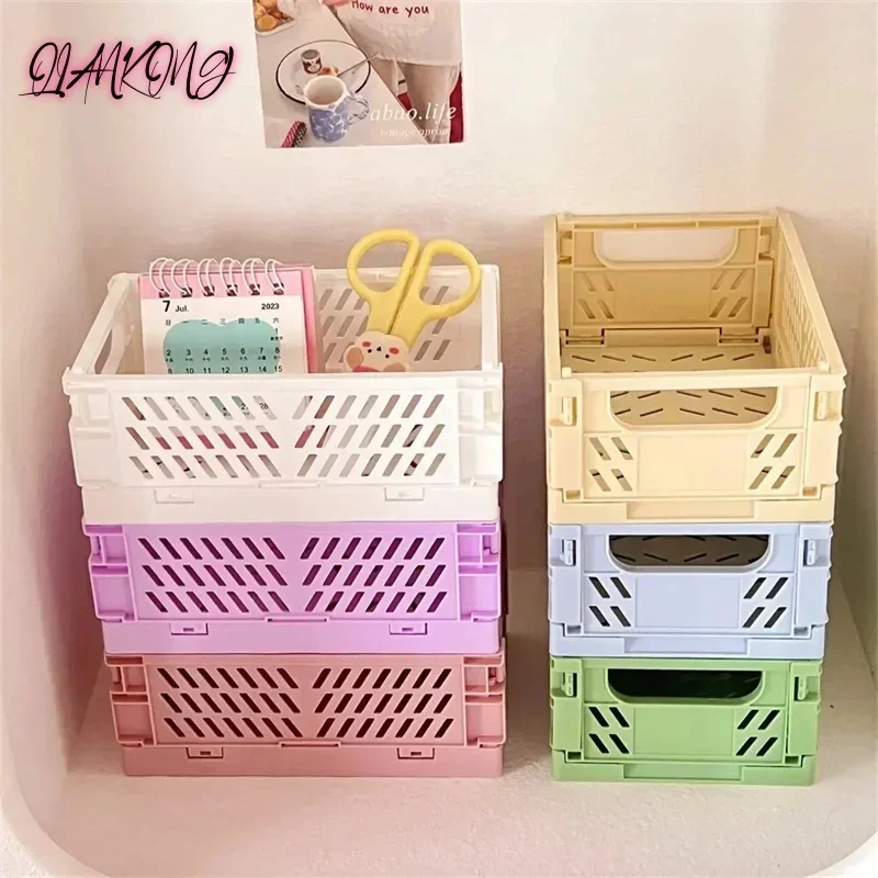 

6 Color Foldable Storage Baskets Student Desktop Holder Tape Stationery Cosmetic Storage Box Home Office Organizer Container