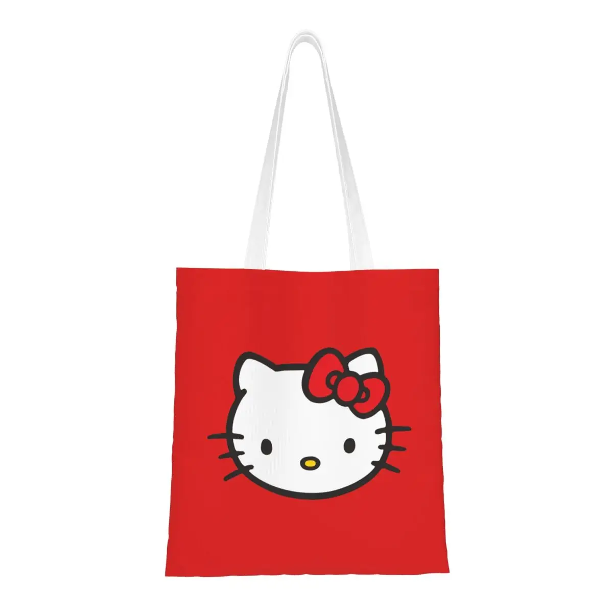 

Women Men Red Hello Kitty Tote Bags Large Capacity Cartoon Cute Shopping Bag for Lady Handbags