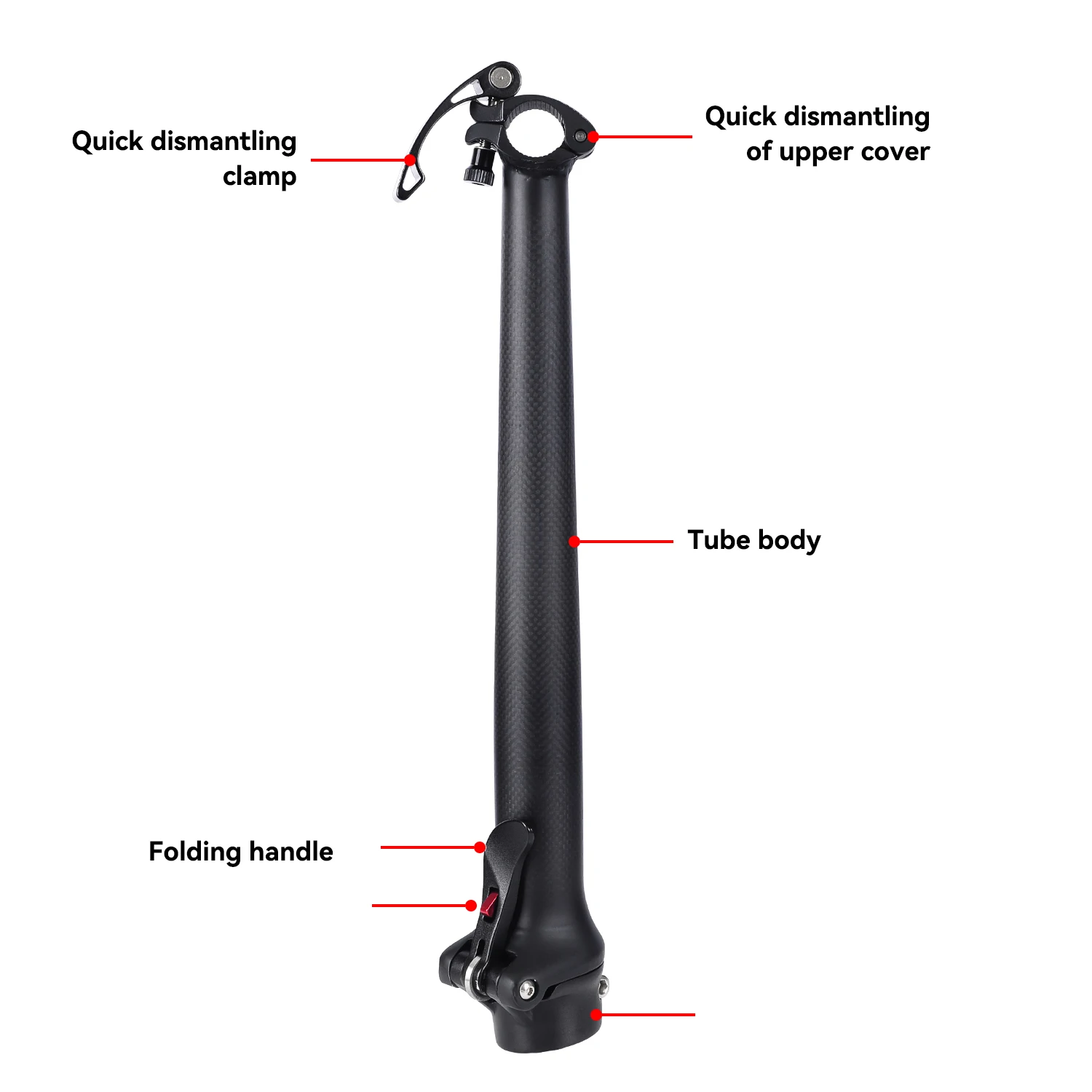 Lightweight Carbon-coated Stem Folding Bike Riser Foldable Bicycle Riser Small Wheel Bike Fork Stem