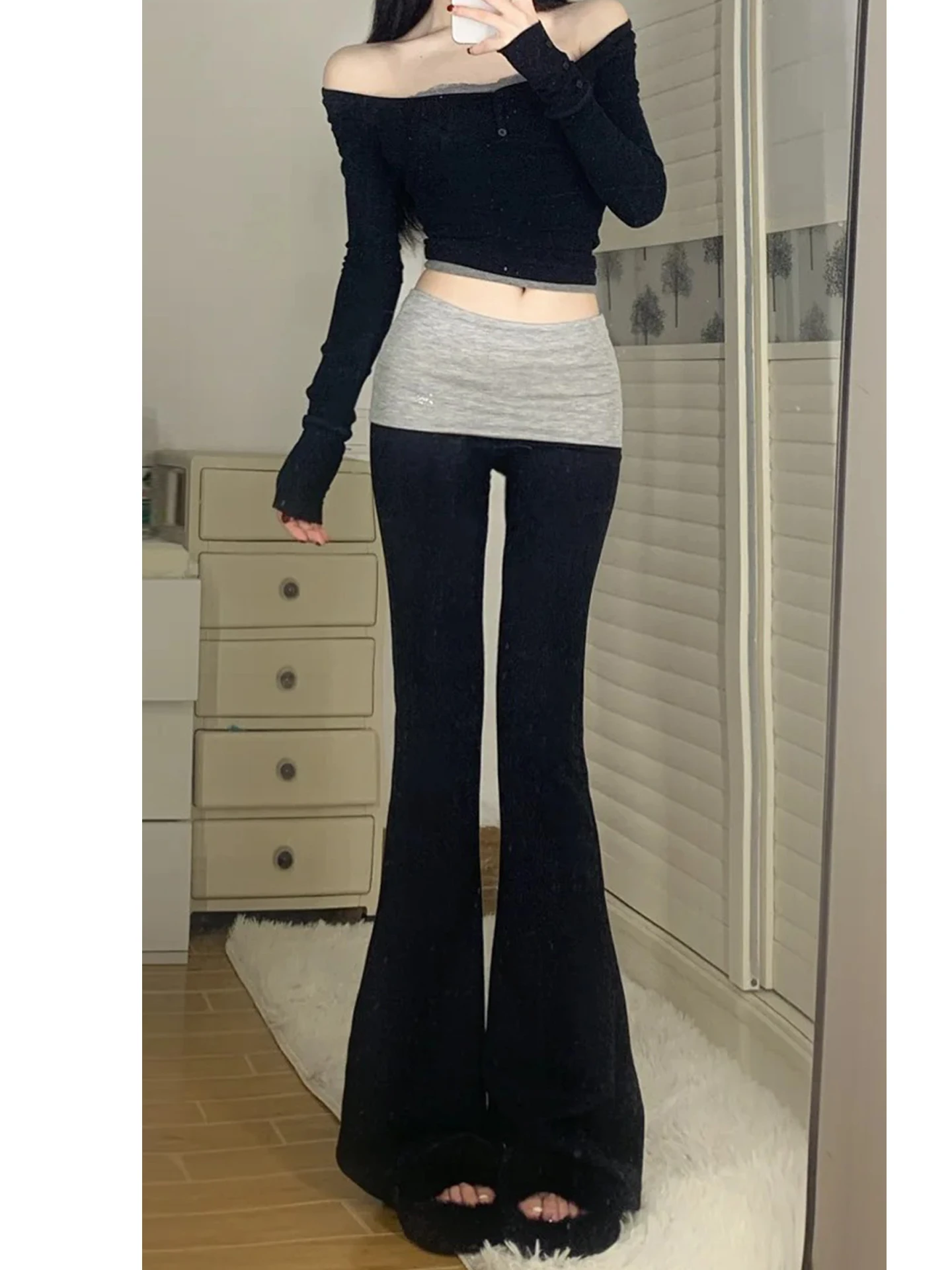 Pantaloni da yoga Bla Splice Faion da donna Casual dimagranti Spor Pantaloni micro-svasati Leggings lunghi a vita alta Misto poliestere