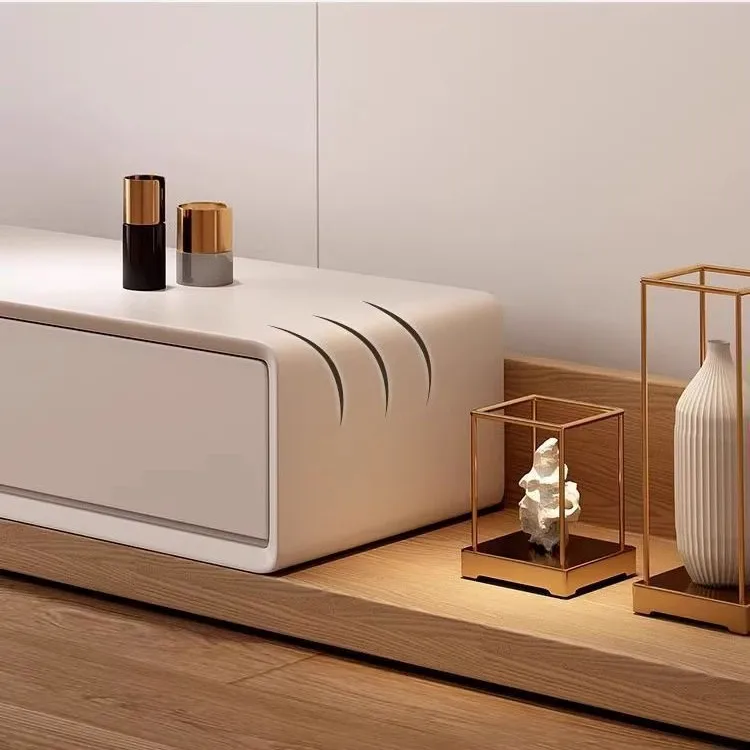 خزانة تلفزيون وطاولة قهوة قابلة للسحب وحديثة وبسيطة وقابلة للتمدد صغيرة